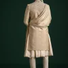Beige Silk Sherwani Set With Zardozi Work