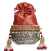 Red And Silver Brocade Potli Bag