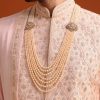 Pink Silk Embroidered Sherwani Set With Dupatta