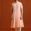 Pink Silk Embroidered Sherwani Set With Dupatta