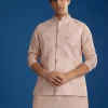 Peach Banarasi Embroidered Bandi Kurta Set