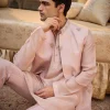 Peach Banarasi Embroidered Bandi Kurta Set