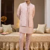 Peach Banarasi Embroidered Bandi Kurta Set