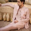 Peach Banarasi Embroidered Bandi Kurta Set