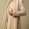 Luxurious Beige Silk Sherwani