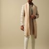 Luxurious Beige Silk Sherwani
