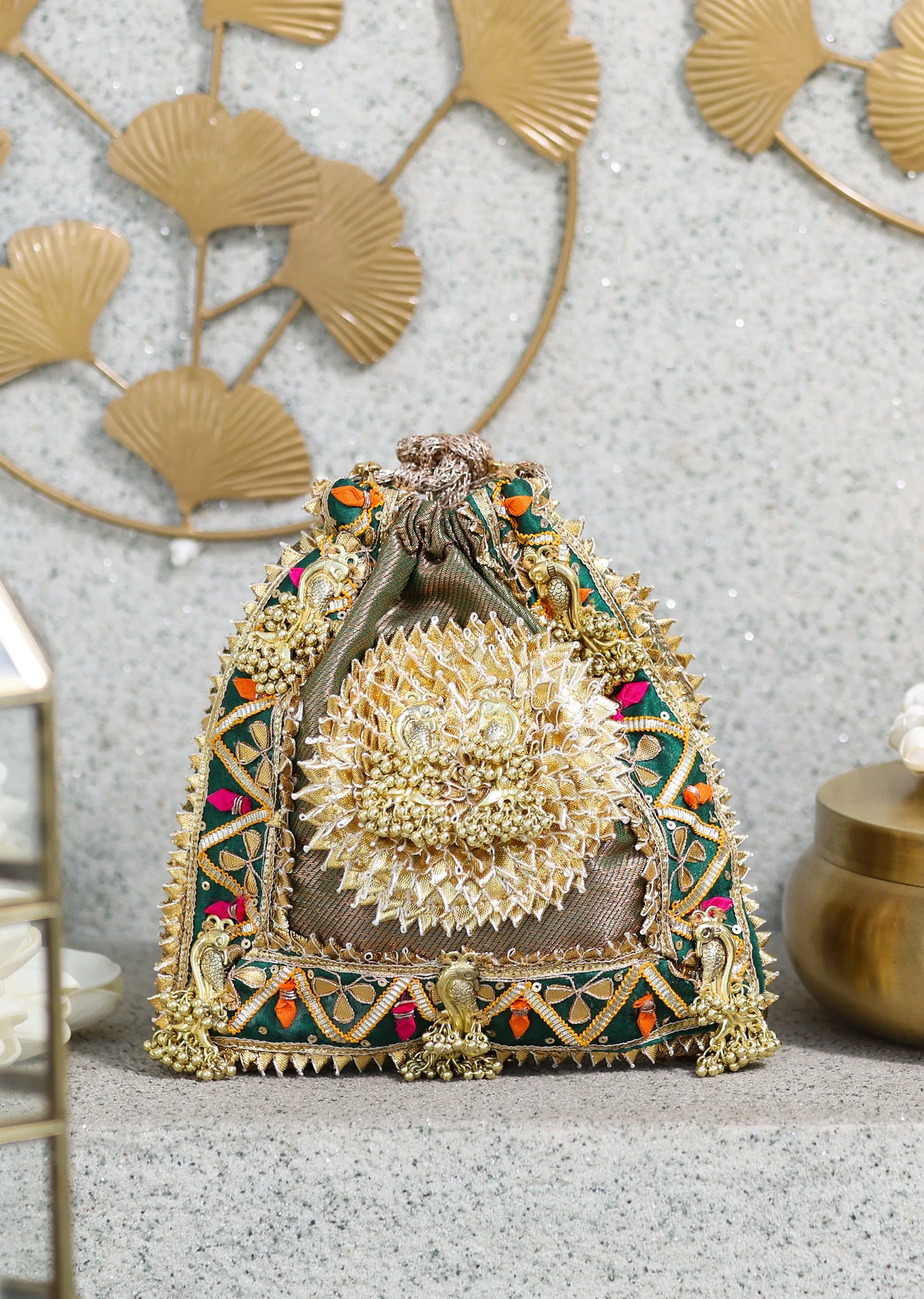 Gold Brocade Potli Bag