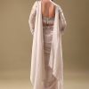 Ivory Pre Drape Tissue Skirt With Full Sleeve Blouse