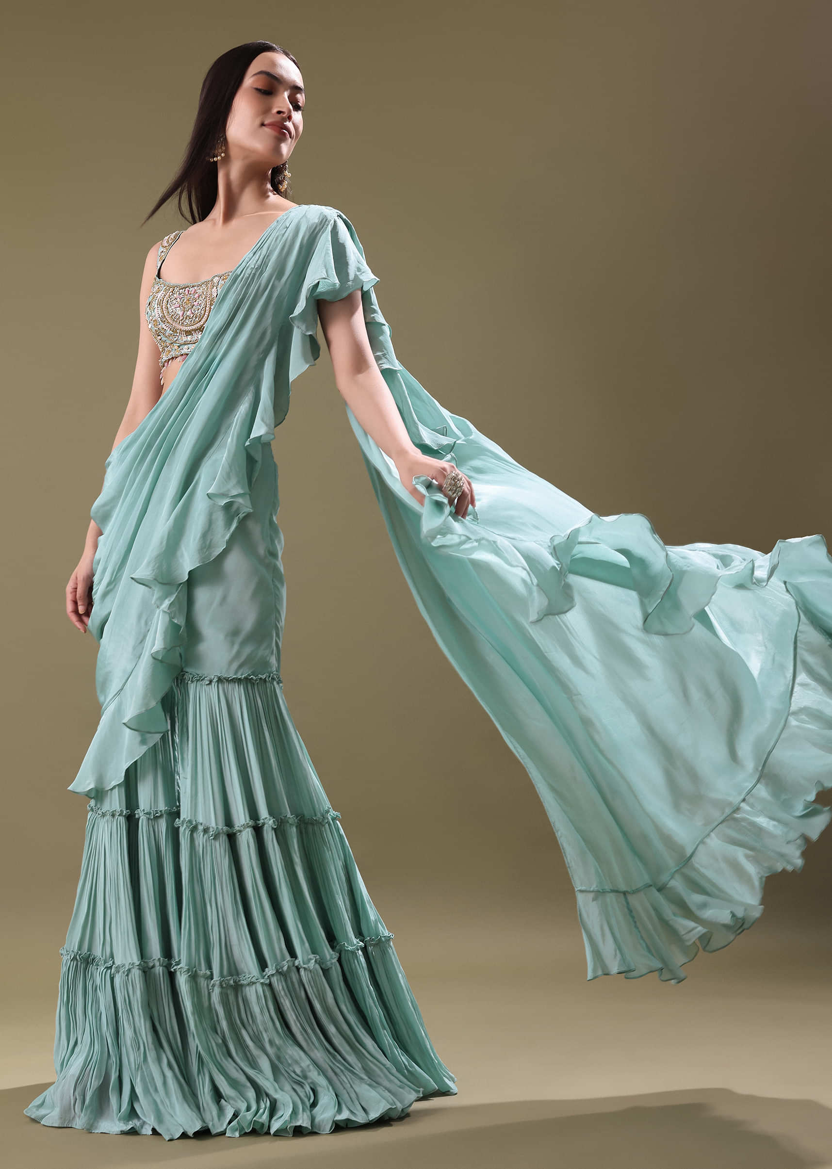 14711-ice-blue-frill-saree-with-embroidered-blouse-1.jpg Ice Blue Frill Saree With Embroidered Blouse