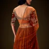 Rust Color Rushing Lehenga With Hand Embroidered Belt Blouse And Dupatta
