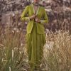 Lime Green Mirror Bustier With Jacket And Draped Skirt