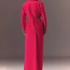 Hot Pink Hand Embellished Blouse With Jacket And Draped Skirt