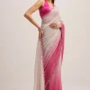 Pink Ombre Sequins Saree With Scallop Border