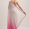 Pink Ombre Sequins Saree With Scallop Border