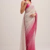 Pink Ombre Sequins Saree With Scallop Border