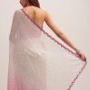 Pink Ombre Sequins Saree With Scallop Border