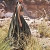 Olive Green Ruched Lehenga With Blouse And Asymmetric Dupatta