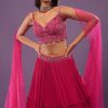 Hot Pink Lehenga Set In Viscose Georgette