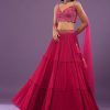 Hot Pink Lehenga Set In Viscose Georgette