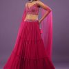 Hot Pink Lehenga Set In Viscose Georgette