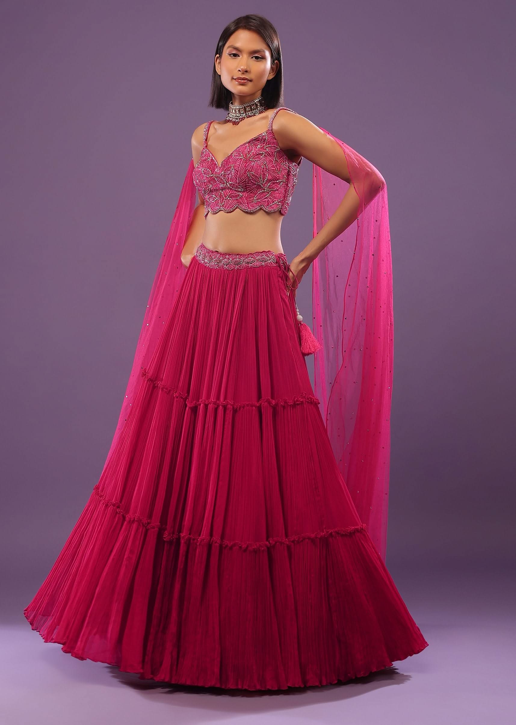 14810-us-10-us-10-variation-1.jpg Hot Pink Lehenga Set In Viscose Georgette