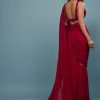 Blood Red Ready-Pleated Saree In Georgette