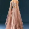 Oyster Organza Embroidered Lehenga Set With Dupatta