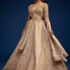 Beige Brocade Lehenga Set And Belt