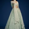 Mint Green Embroidered Lehenga Set