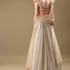 Gold Pre Pleated Lehenga With Embellished Blouse And Net Dupatta