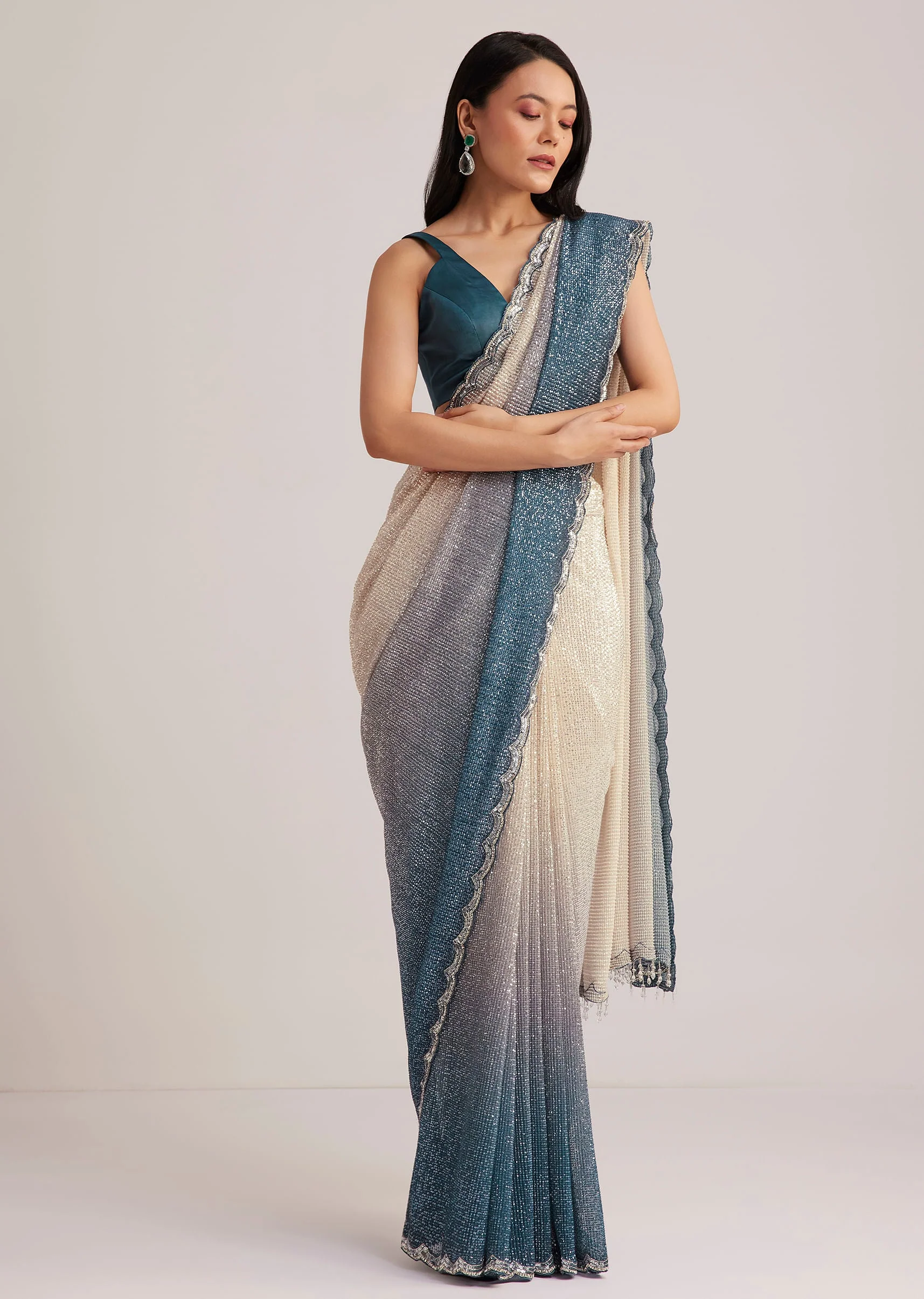 1493-peacock-blue-ombre-sequins-saree-with-scalloped-embroidered-border-5.webp Peacock Blue Ombre Sequins Saree With Scalloped Embroidered Border