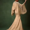 Golden Chiffon Silk Jacquard Kaftan