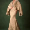 Golden Chiffon Silk Jacquard Kaftan