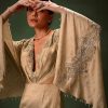 Golden Chiffon Silk Jacquard Kaftan