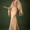 Golden Chiffon Silk Jacquard Kaftan