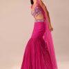 Pink Fishcut Skirt With Hand Embroidered Blouse And Jacket