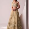 Glam Gold Embroidered Lehenga Set In Knit Stretchable Fabric