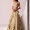 Glam Gold Embroidered Lehenga Set In Knit Stretchable Fabric