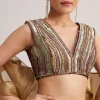 Gold And Mauve Organza Embellished Lehenga Set