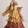 Gold And Mauve Organza Embellished Lehenga Set