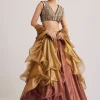 Gold And Mauve Organza Embellished Lehenga Set