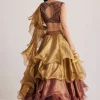 Gold And Mauve Organza Embellished Lehenga Set
