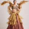 Gold And Mauve Organza Embellished Lehenga Set