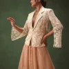 Peach Banarasi Embroidered Jacket With Palazzo And Suspender