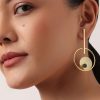 Gold Symetrical Danglers With Blue Enamel Detail