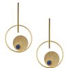 Gold Symetrical Danglers With Blue Enamel Detail