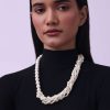 Cream White Long Mala Embellished with Mother Of Pearls