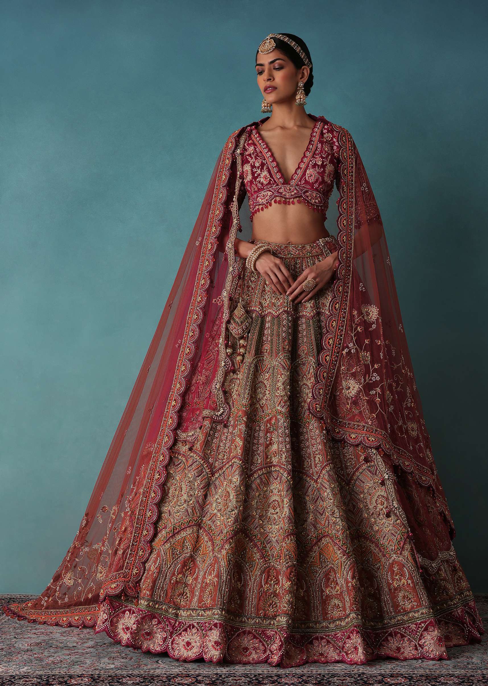 15119-rust-orange-embroidered-bridal-lehenga-set-with-aari-work-1.jpg Rust Orange Embroidered Bridal Lehenga Set With Aari Work
