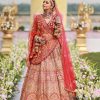 Rust Orange Embroidered Bridal Lehenga Set With Aari Work