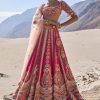 Pink Embroidered Bridal Lehenga With Two Dupattas